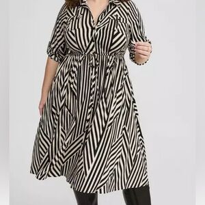 Torrid Women's Midi Challis Button-Front Shirt Dress Pockets 3/4 Sleeve  Size 5